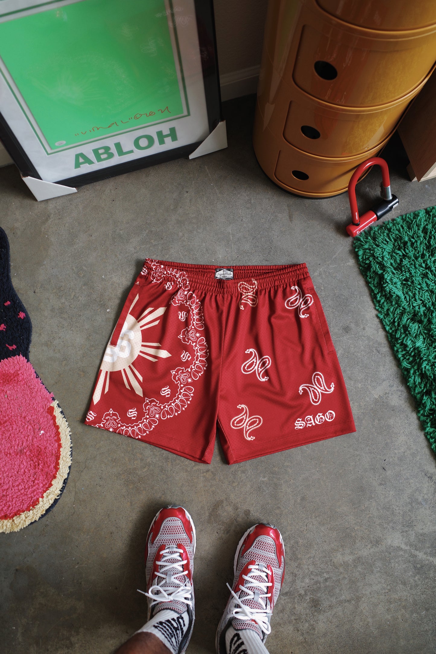 MAROON FAHM bandana shorts (PREORDER)