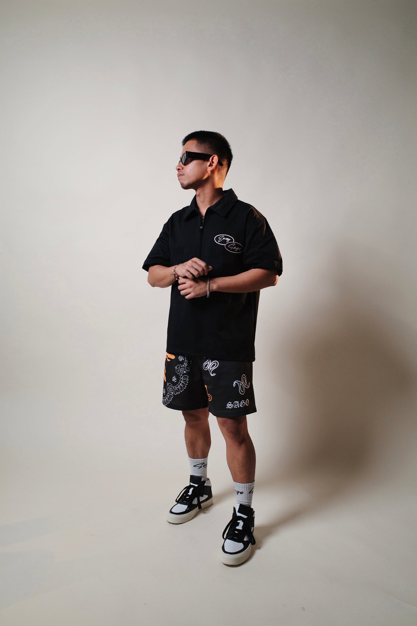 CHARCOAL FAHM bandana shorts (PREORDER)