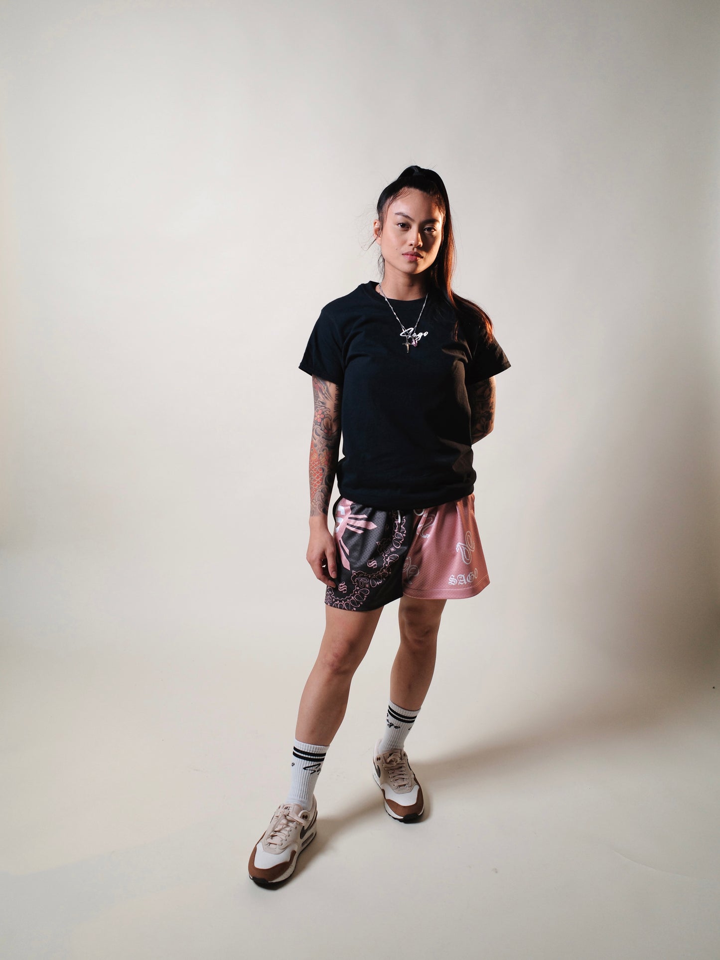 BLACK/PINK FAHM bandana shorts (PREORDER)