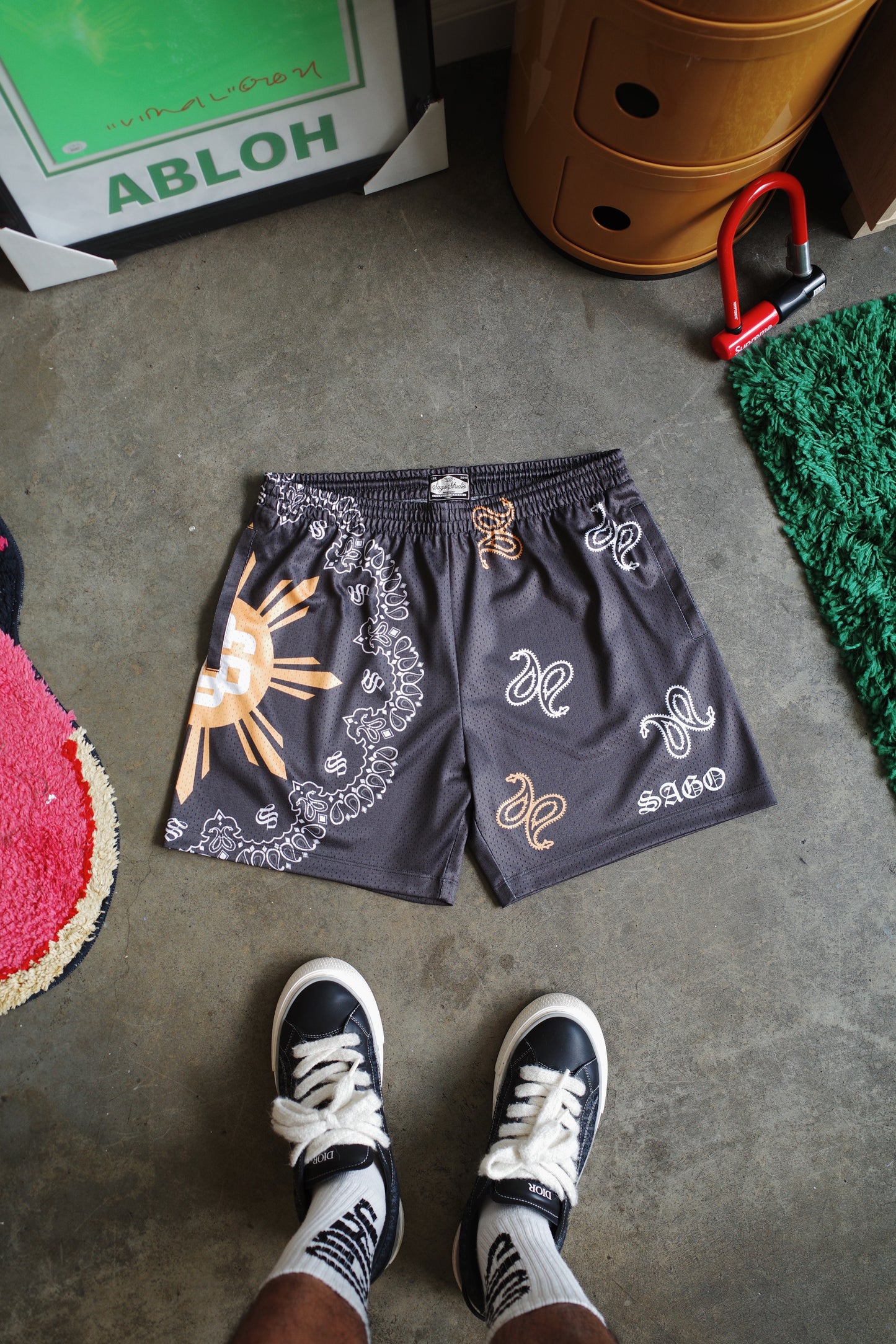 CHARCOAL FAHM bandana shorts (PREORDER)