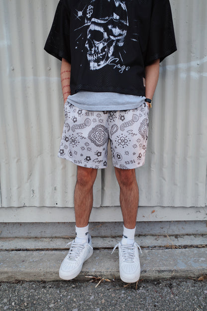 Gray paisley shorts