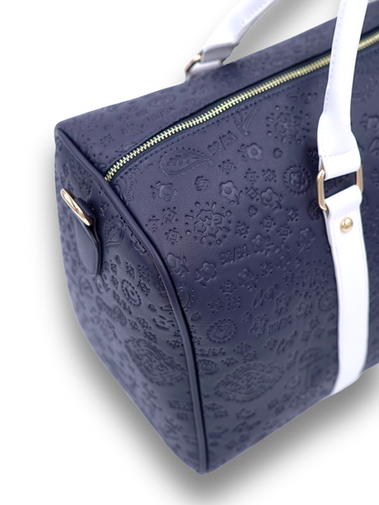 Dark blue paisley duffle