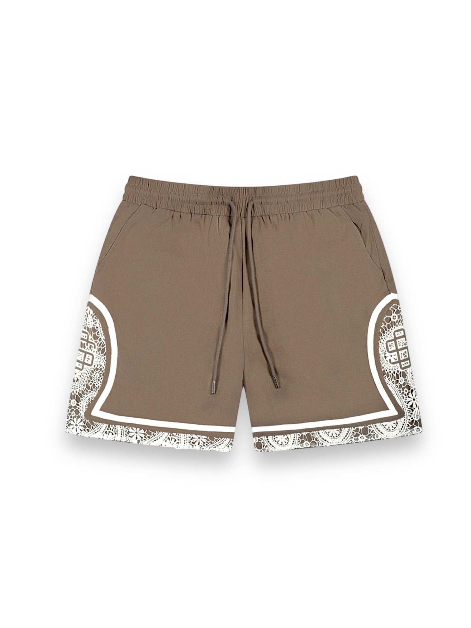 Brown Paisley Linen Shorts