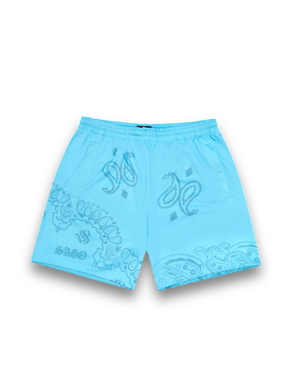 Blue tonal bandana shorts