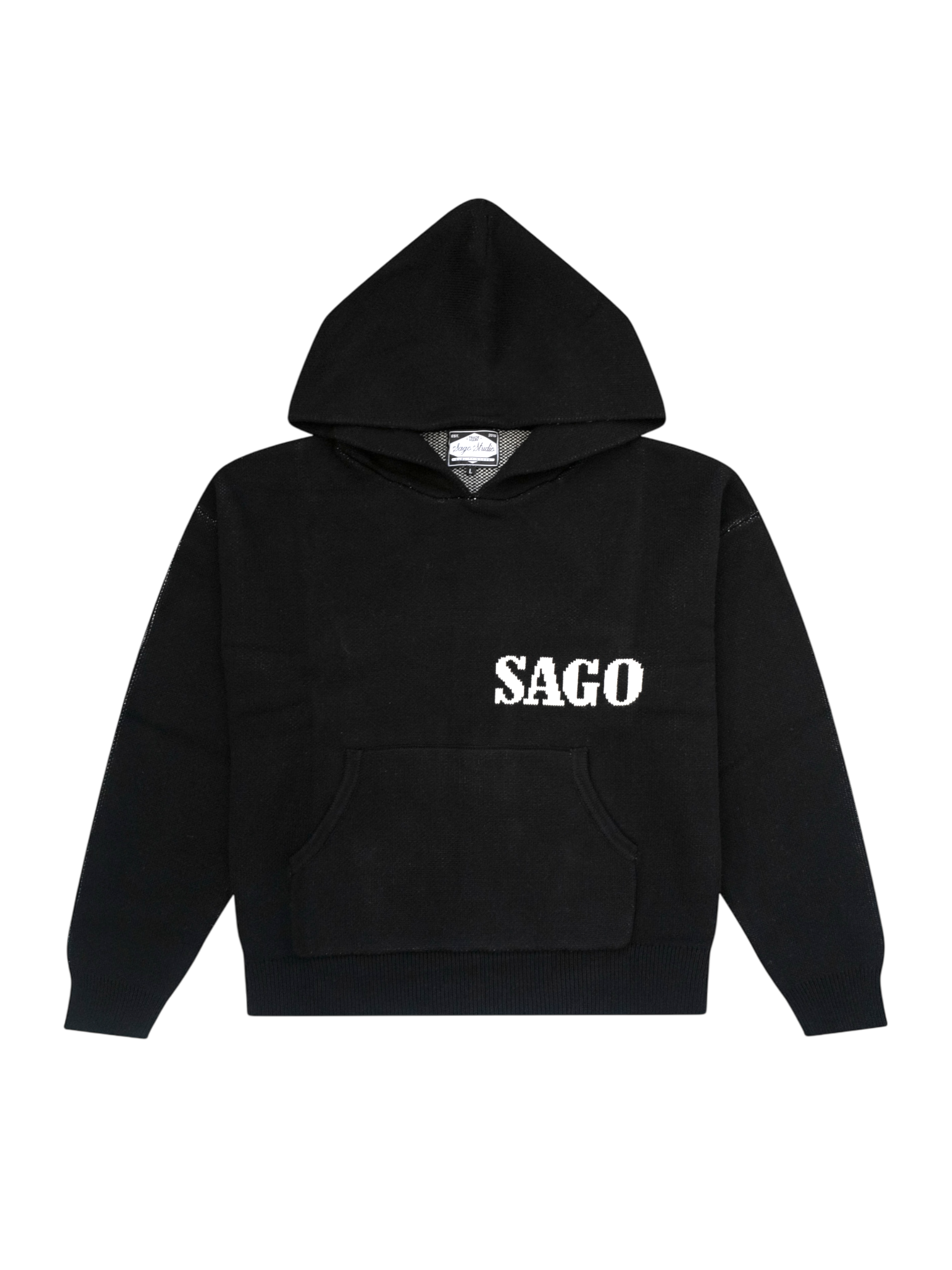 Knit pullover hoodie