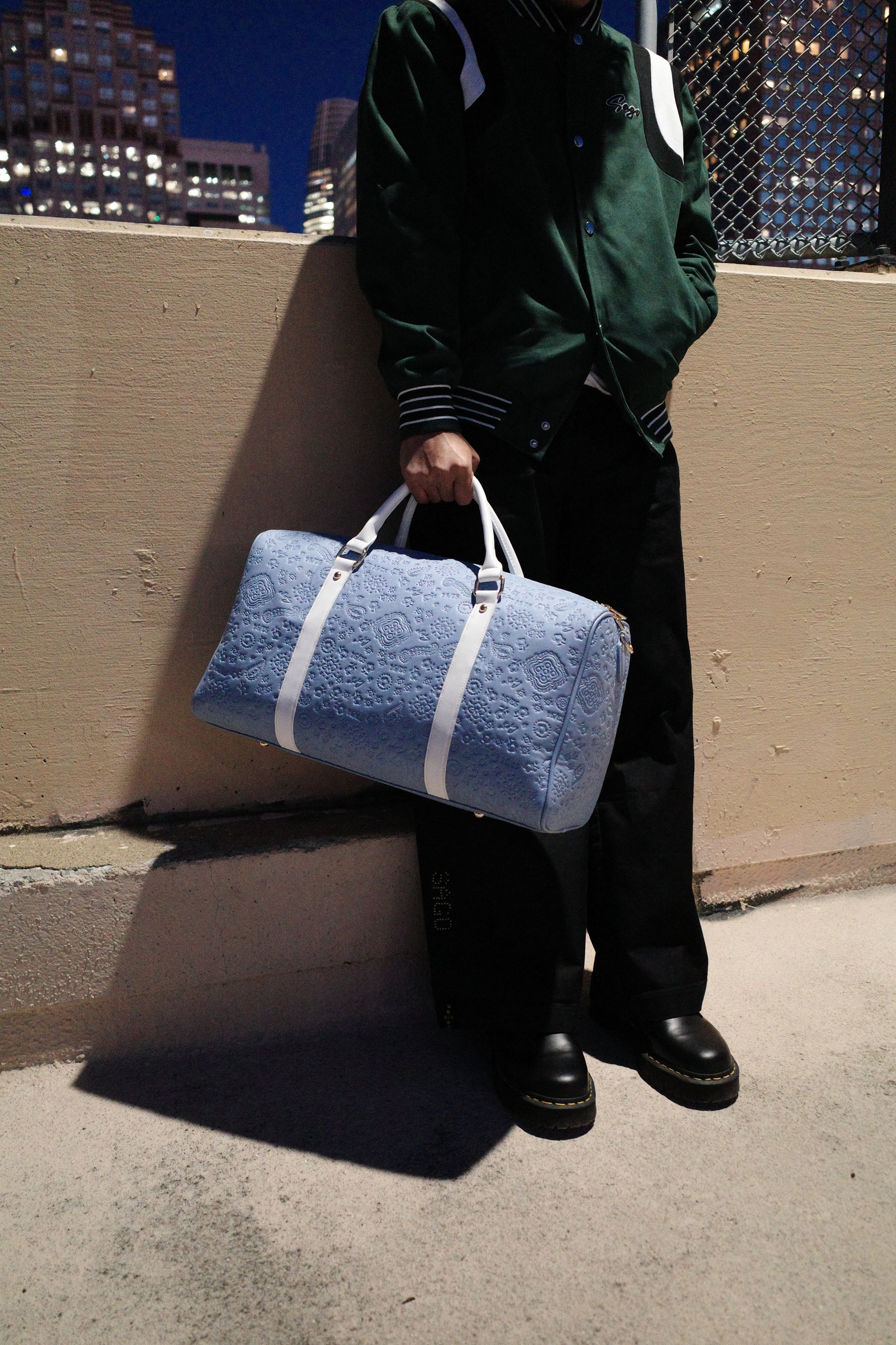 Light blue paisley duffle